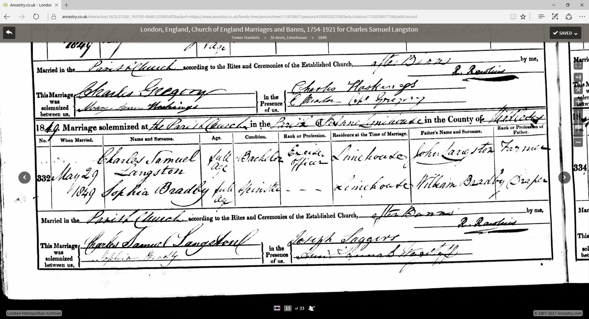 1849 Langston Charles Samuel L18, Bradby Sophia B14